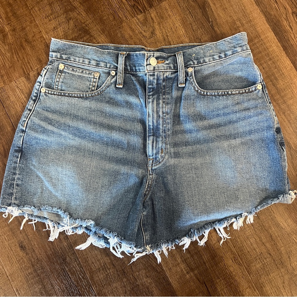 Madewell Momjean Shorts Raw Hem High Rise Denim Size 31
